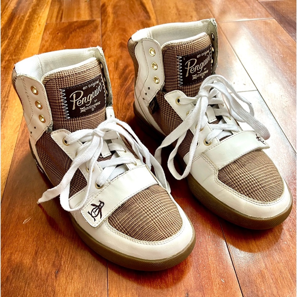 Original Penguin Leather and Plaid Moby Hi Tops Men’s Size 8.5